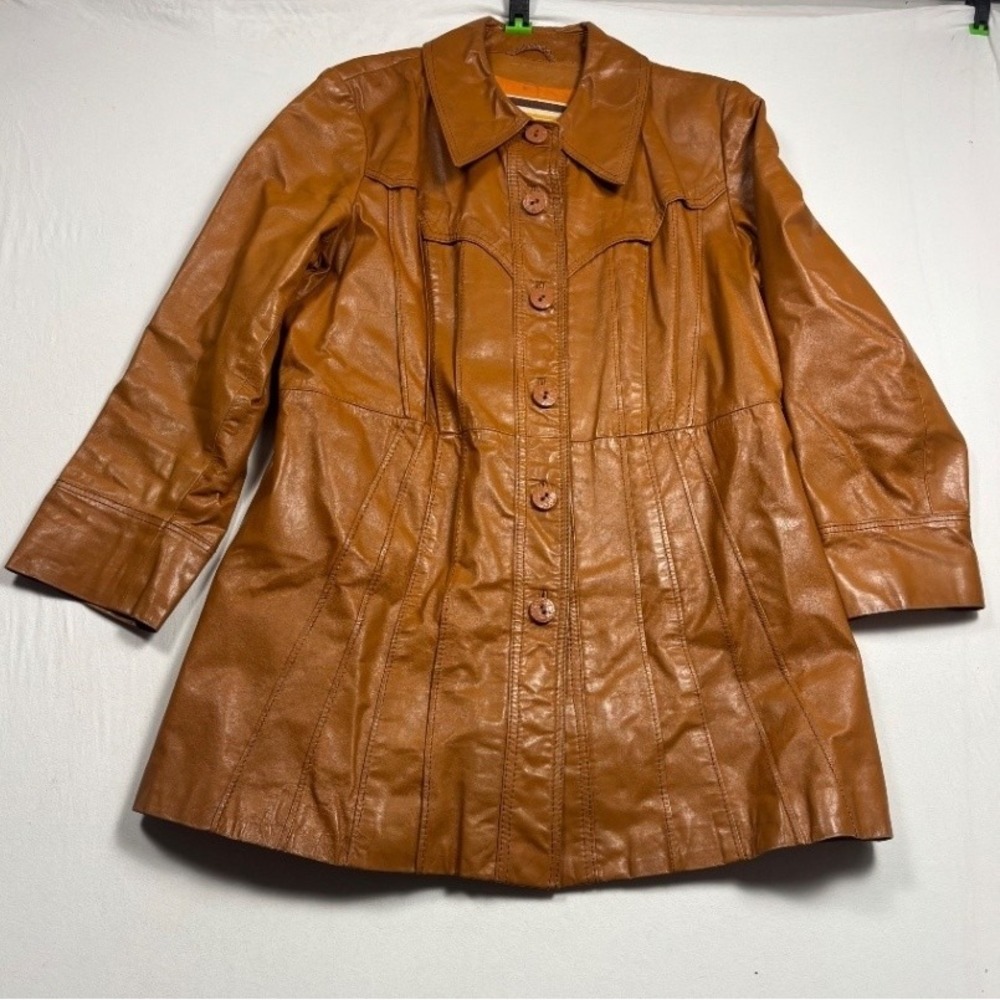Vintage Suburban Heritage Women's Leather Jacket 15/16 Brown 1970s Coat